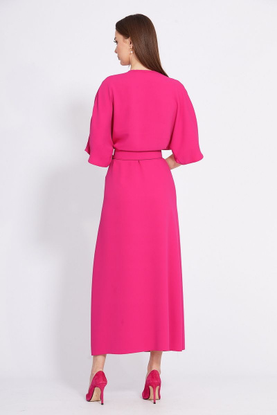 Платье на запах с вырезом V, midi длина, полуприлегающий силуэт EOLA 2365 малина - фото 2