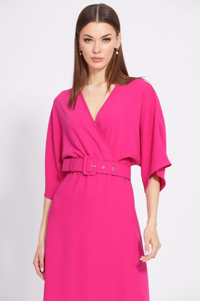 Платье на запах с вырезом V, midi длина, полуприлегающий силуэт EOLA 2365 малина - фото 7