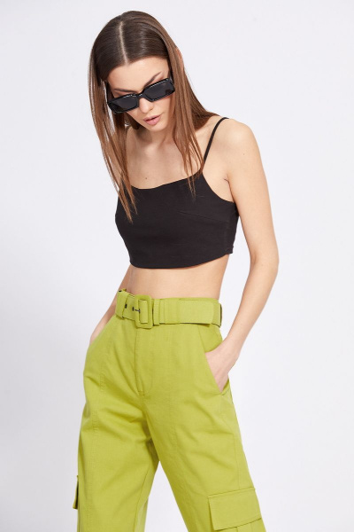 Брюки-карго прямые из тонкого джинса с ремнем EOLA 2391.01 лайм - фото 6