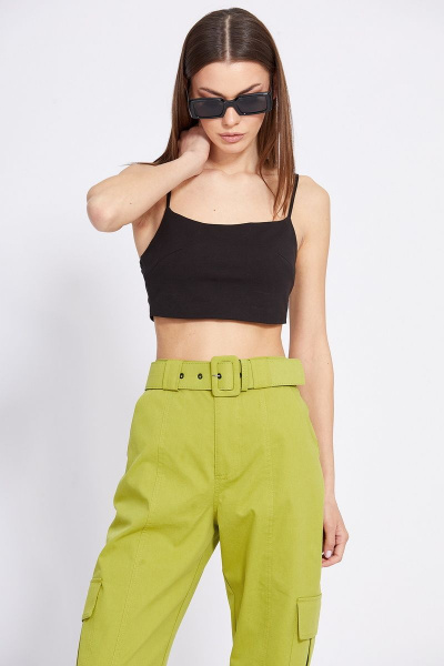 Брюки-карго прямые из тонкого джинса с ремнем EOLA 2391.01 лайм - фото 5
