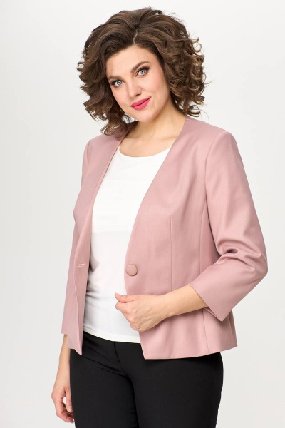 Жакет розовый базовый полуприлегающий с пуговицами для гардероба Zlata 4425 розовый - фото 4