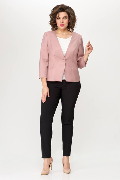 Жакет розовый базовый полуприлегающий с пуговицами для гардероба Zlata 4425 розовый - фото 1