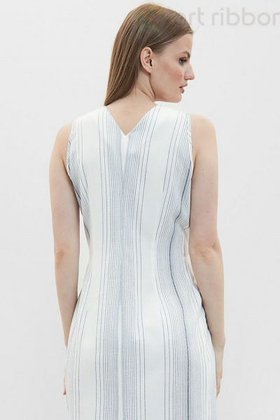 Платье в полоску с поясом, разрезом и застежкой на молнию Art Ribbon M3822P - фото 4