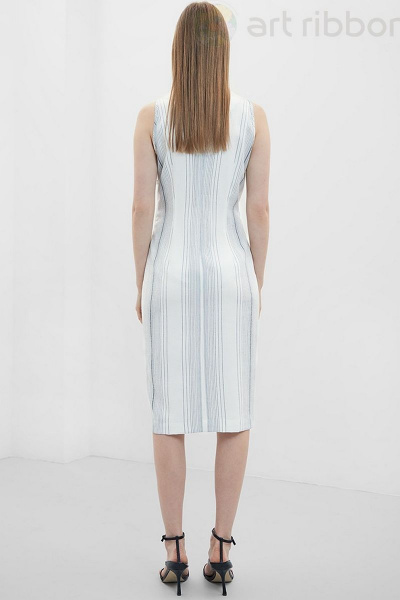 Платье в полоску с поясом, разрезом и застежкой на молнию Art Ribbon M3822P - фото 2