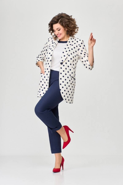 Блуза, брюки, жакет Karina deLux M-1100 синий_горох - фото 3