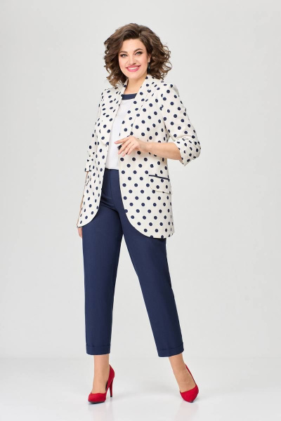 Блуза, брюки, жакет Karina deLux M-1100 синий_горох - фото 1