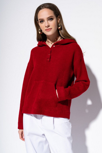 Джемпер женский демисезонный из трикотажа Barbara Geratti С3956BG красный - фото 1