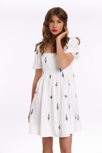 Платье KaVaRi 1037 молоко_лаванда - фото 2