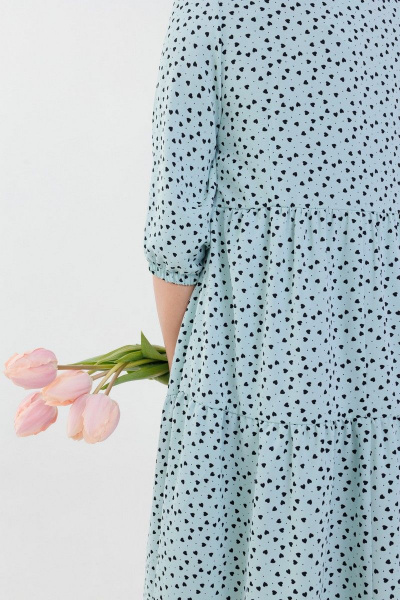 Платье приталенное с воланами и пуговицами на каждый день Anelli 833 мята - фото 4