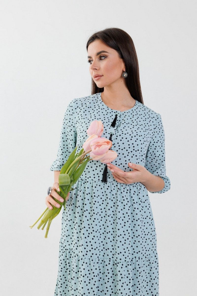 Платье приталенное с воланами и пуговицами на каждый день Anelli 833 мята - фото 3