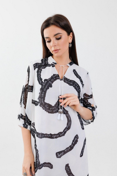 Летнее белое платье трапеция с разрезами и вышивкой Anelli 1354 - фото 6