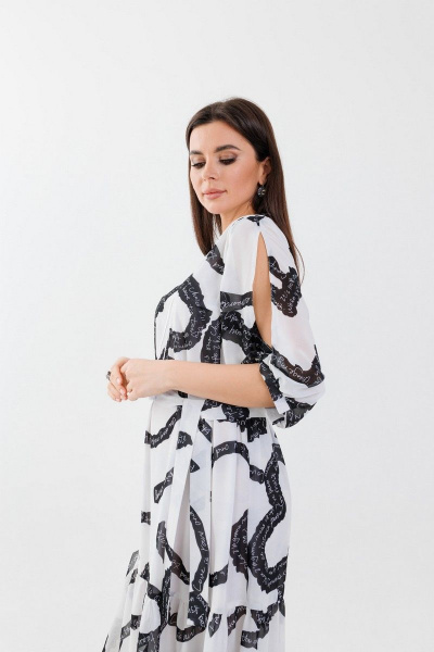Летнее белое платье трапеция с разрезами и вышивкой Anelli 1354 - фото 3