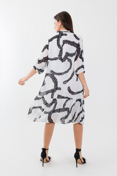 Летнее белое платье трапеция с разрезами и вышивкой Anelli 1354 - фото 2