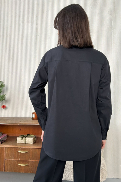 Блузка женская с ярким принтом из хлопка и пуговицами Панда 112540w черный - фото 3