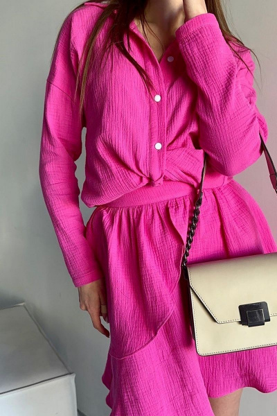 Летний костюм из муслина: рубашка и юбка в фуксии AURA otd 9157 розовый - фото 2