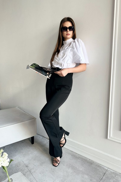 Летняя белая блуза-летучая мышь из хлопка AURA otd 2093 - фото 5