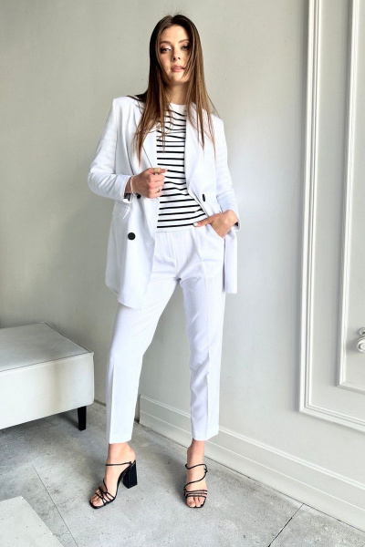 Белые прямые брюки лета из хлопка и текстиля AURA otd 4087 - фото 1