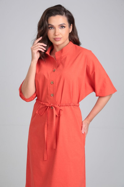 Свободное платье из текстиля с ремнем и рукавом до локтя AXXA 55196 - фото 7