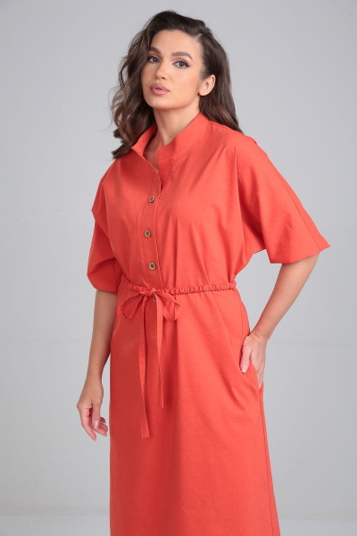 Свободное платье из текстиля с ремнем и рукавом до локтя AXXA 55196 - фото 6