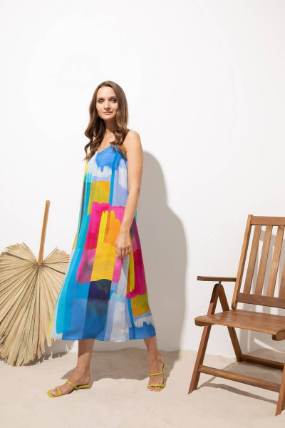 Платье из струящейся вискозы с вырезом и регулируемыми брительками Femme & Devur 80197 1.32F(170) - фото 6