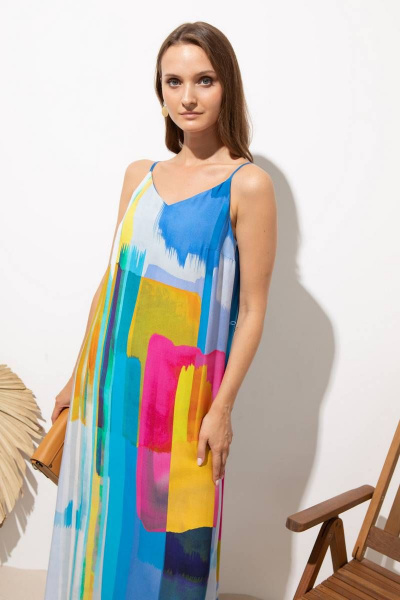 Платье из струящейся вискозы с вырезом и регулируемыми брительками Femme & Devur 80197 1.32F(170) - фото 2