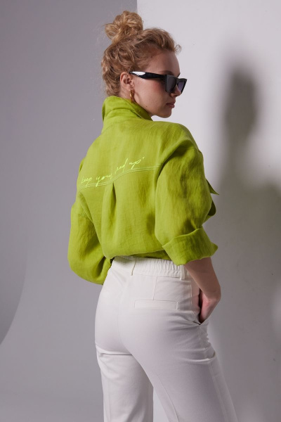 Белые джинсовые брюки с посадкой на талии и манжетами DAVYDOV 6260 - фото 5