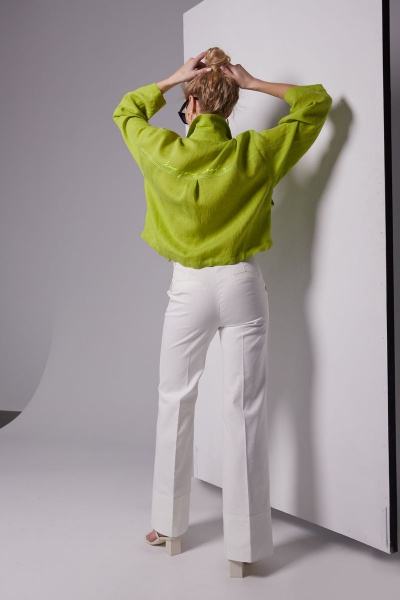 Белые джинсовые брюки с посадкой на талии и манжетами DAVYDOV 6260 - фото 4