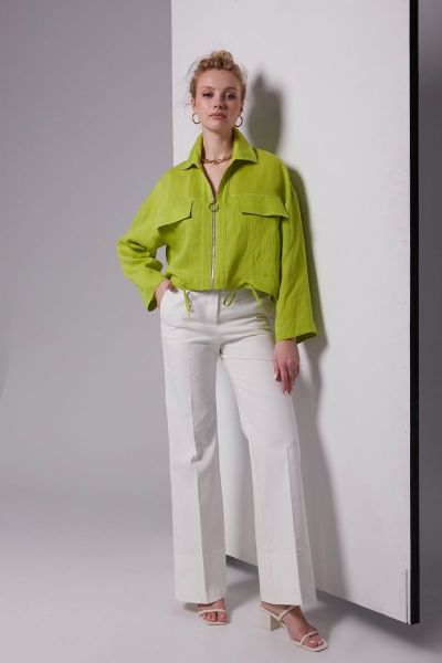 Белые джинсовые брюки с посадкой на талии и манжетами DAVYDOV 6260 - фото 1