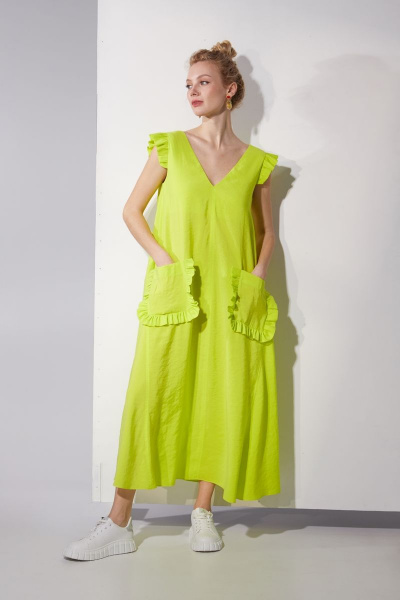 Платье летнее с разрезом и карманами А-силуэт из вискозы DAVYDOV 9205 - фото 2