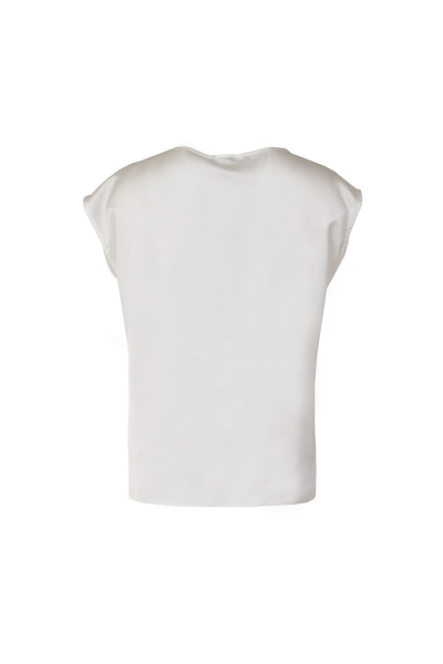 Белая атласная блуза с разрезами и печатью Elema 2К-12491-1-170 белый/олива_принт - фото 4