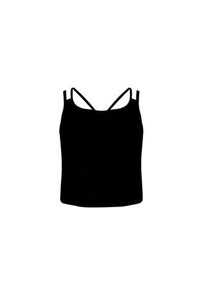 Топ хлопковый укороченный на бретелях для лета Elema 2К-13015-1-170 чёрный - фото 1