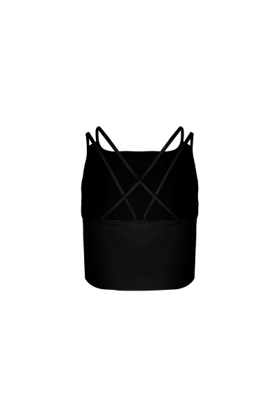 Топ хлопковый укороченный на бретелях для лета Elema 2К-13015-1-170 чёрный - фото 2