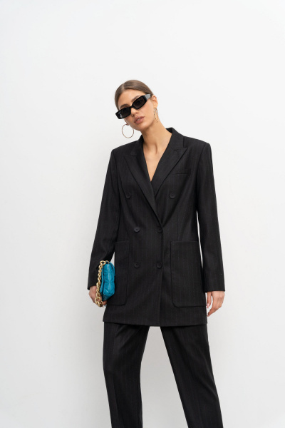 Синие брюки из текстиля и шерсти, деловые Elema 3К-12163-1-170 синяя_полоска - фото 2