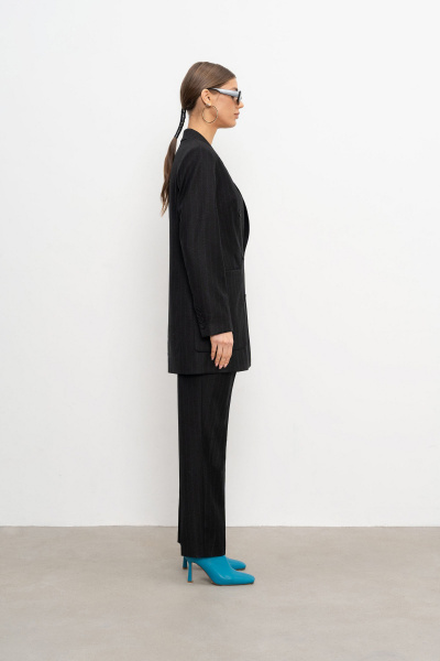 Синие брюки из текстиля и шерсти, деловые Elema 3К-12163-1-170 синяя_полоска - фото 3