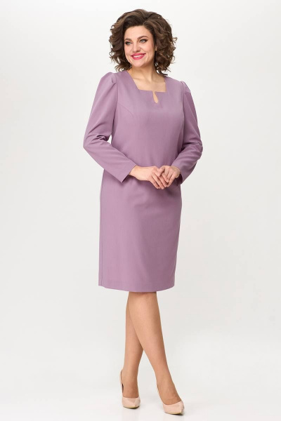 Платье деловой стиль с фигурным вырезом и складками Zlata 4357 сиреневый - фото 1