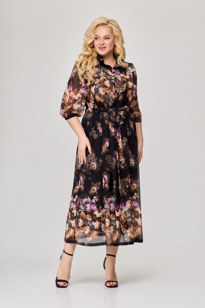 Платье Svetlana-Style 1778 черный+цветы - фото 1