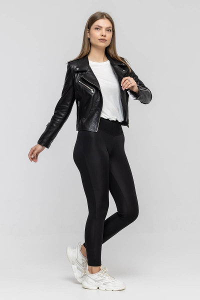 Куртка из натуральной кожи с воротником-стойкой, классика InterFino 28-2015 чёрный - фото 6