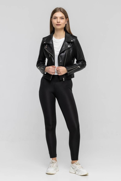 Куртка из натуральной кожи с воротником-стойкой, классика InterFino 28-2015 чёрный - фото 4