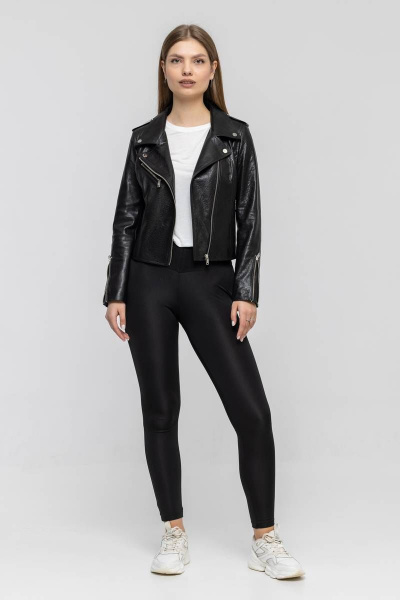 Куртка из натуральной кожи с воротником-стойкой, классика InterFino 28-2015 чёрный - фото 3