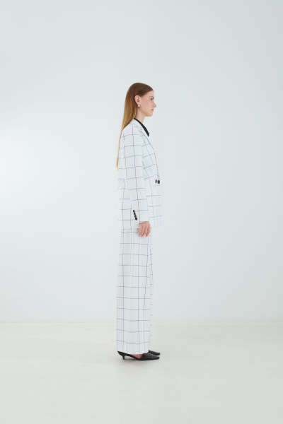 Деловой жакет из текстиля для демисезона Elema 1К-12558-1-170 клетка_белый - фото 4