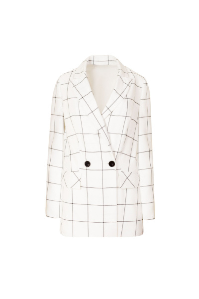 Деловой жакет из текстиля для демисезона Elema 1К-12558-1-170 клетка_белый - фото 6