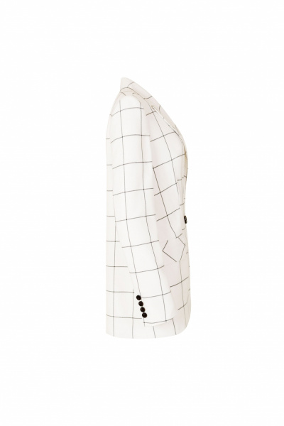 Деловой жакет из текстиля для демисезона Elema 1К-12558-1-170 клетка_белый - фото 7