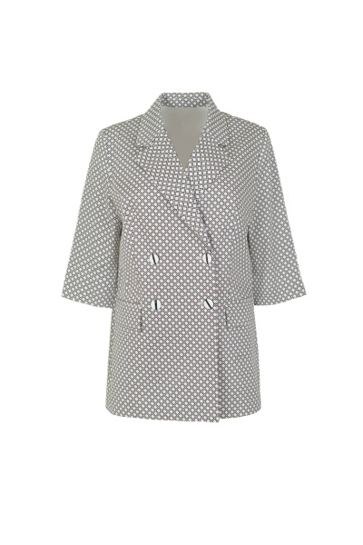 Двубортный жакет из текстиля и хлопка, прямой силуэт Elema 1К-12619-1-164 принт - фото 4