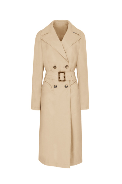 плащ на каждый день бежевый с хлопком и текстилем Elema 2-12546-1-170 бежевый - фото 1