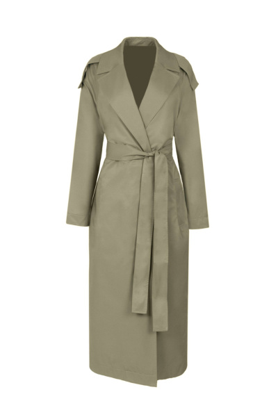 Плащ двубортный ниже колена с погонами и поясом Elema 2-12632-1-170 олива - фото 1