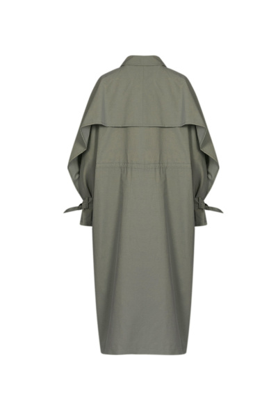 Плащ из плащёвой ткани с погонами и поясом Elema 2-13092-1-164 полынь - фото 3