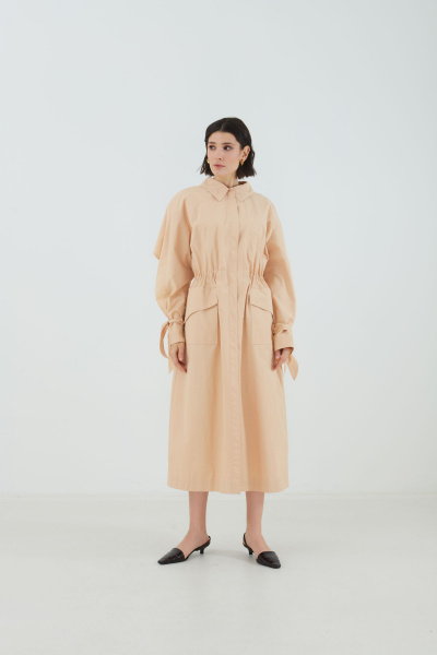 Плащ из плащёвой ткани с погонами и поясом Elema 2-13092-1-170 светло-бежевый - фото 1