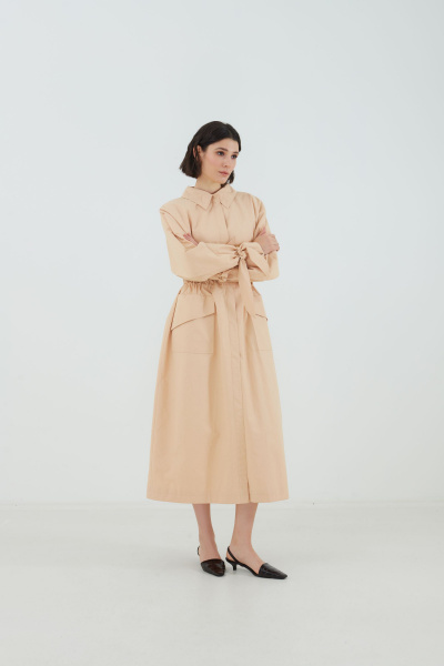Плащ из плащёвой ткани с погонами и поясом Elema 2-13092-1-170 светло-бежевый - фото 2