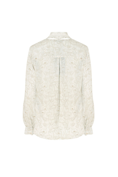 Демисезонная блуза из текстиля с шарфом Elema 2К-10989-1-164 принт_молочный - фото 3