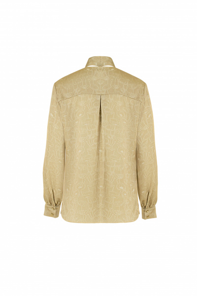 Демисезонная бежевый блуза с разрезами и шарфом Elema 2К-10989-1-164 принт_песочный - фото 6